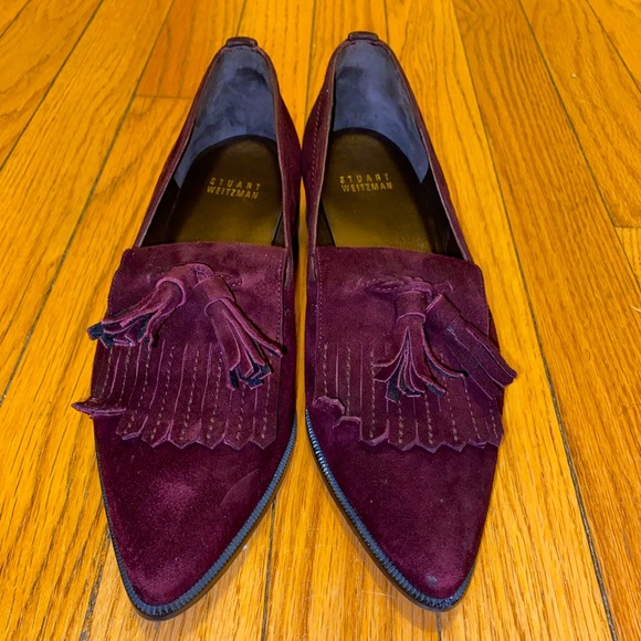 Stuart Weitzman Maroon Tassel Flats - Picture 1 of 7